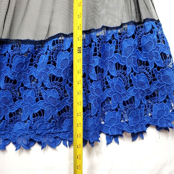 Boston Proper Sheer Mesh Illusion Black Blue Lace Maxi Dress Strapless Size 0 - Picture 16 of 16